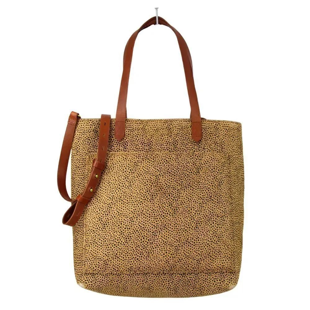 ROOMY MADEWELL BEIGE BROWN GENUINE LEATHER HAIR HIDE SHOULDER BAG TOTE HANDBAG